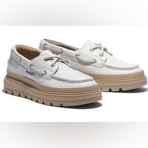 Timberland White and Tan Boat Shoes